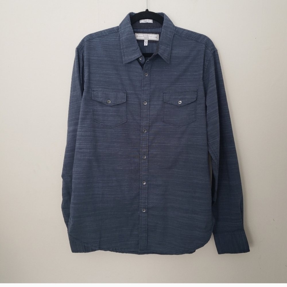 Pd&c medium blue long sleeve classic fit button down